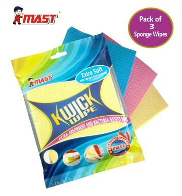 Mast Kwik Wipe Sponge Wipe Cellulose Sponge pad for Non Scratch Cleaning (Pack of 3)
