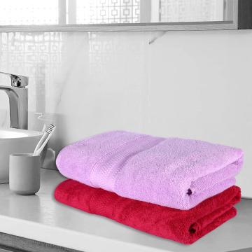 Justoriginals PCBT0CTNASTMC2152 Purple And Red Cotton Bath Towels - King (Pack of 2)