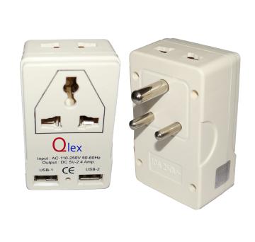QLEX Dual USB 2.4A 5V DC 2 Socket Multi Plug