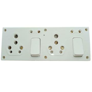 Eshopglee White Polycarbonate 16A 6A Double Combined Switch and 2 Pin Socket with Power Signal Indicator
