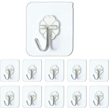 Inditradition Metal Self Adhesive Steel Wall Hooks 1 Kg Load Capacity (6 x 6 cm, Silver) Pack of 10