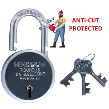Hindson lock and key link round 65mm with 3 keys padlock for home double locking 8 lever
