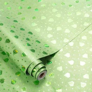 SV Collections Glittery Green Diamond SELF Adhesive Wallpaper - 200*45 cm - 9 SQFT Approx