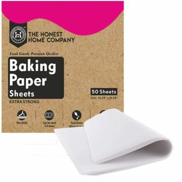 The Honest Home Company Baking Paper White Precut Sheet for Cooking and Baking, Reusable Can be Used as Parchment Paper for Oven - 50 Sheets