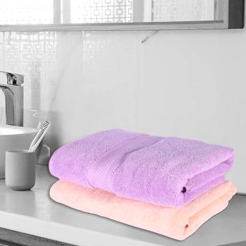 Justoriginals PCBT0CTNASTMC2148 Peach And Purple Cotton Bath Towels - King (Pack of 2)