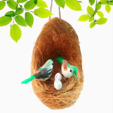 Liveonce Coir Swing Nest For Decoration With Two Birds