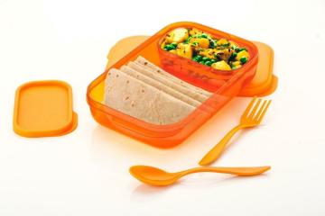 Leadder Kitchenware Premium Quality Leak Proof 2 in 1 Lunch Box With Spoon ( Multicolor )