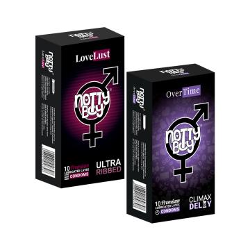 NottyBoy Climax Delay Extra Time Condom and Ultra Ribbed Textured Condoms - 20 Pieces