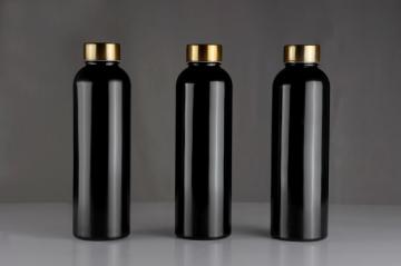 Leadder Kitchenware Golden Lid Premium Water Bottle Pack Of 3 ( Capacity: 1000ml, Color: Black)