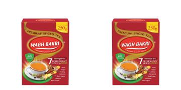 WaghBakri Spiced Tea| Masala Tea| 7 Refreshing Spices| 250 Gm * 2 Packs |+ Green Ilayachi 25g|