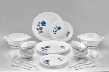 Belizzi Bk101 36 Pcs. Blue Plastic Designer Dinner Set (Microwave Safe)