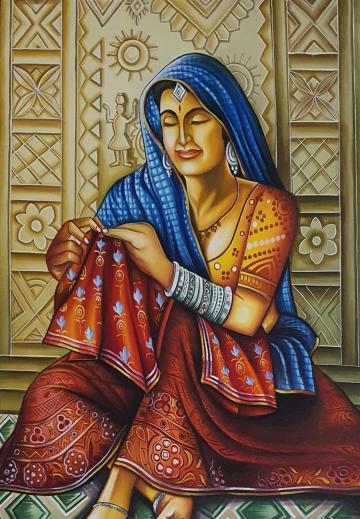 Hanish Arts & Crafts Modern Rajasthani Handmade Painting 24 inch x 36 inch (mdn07_ md10)