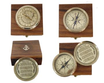Sohrab Nautical Gilbert Antique Brass Pocket Compass Sundial Compass with Time Reader 3 inch compass use for decorative and working.