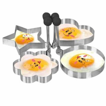 PINDIA Silver Stainless Steel Egg Mould With Handle 2 pcs