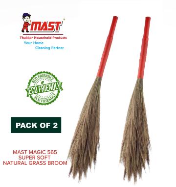 Mast Magic 565 Handcrafted Soft Natural Grass Broom / Phool Jhadu (Pack of 2)