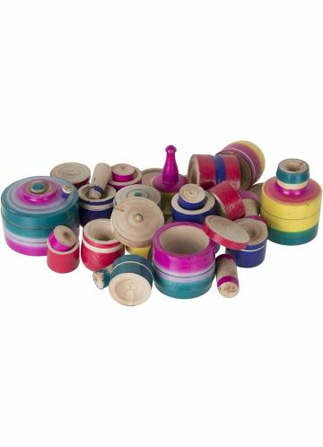 Thenkumari Kids Multicolor Wooden Kitchen Playsets (Set of 32)