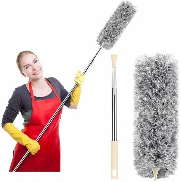 MAAHIL Microfiber Feather Duster Bendable & Extendable Fan Cleaning Duster with 100 inches Expandable Pole Handle Washable Duster for High Ceiling Fans, Window Blinds, Furniture (Grey)