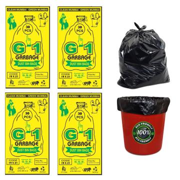 G 1 Black Garbage Bags 30 pcs 19 inch x 21 inch (Pack of 4)