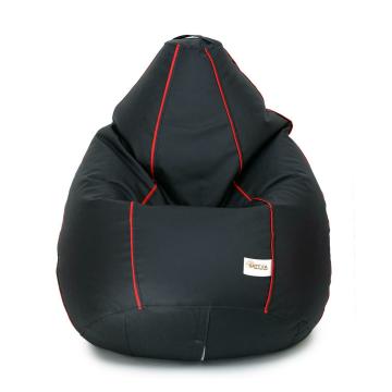Sattva Classic Black With Red Piping Leatherette Bean Bag Cover 29 Inch x 29 Inch x 44 Inch