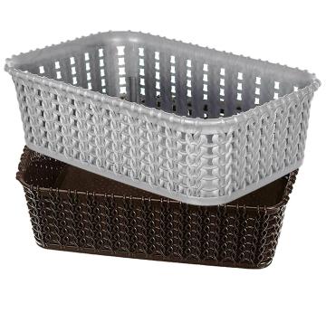 Kuber Industries Multiuses Small M 15 Plastic Tray,Basket,Organizer Without Lid,Pack of 2 (Grey & Brown)