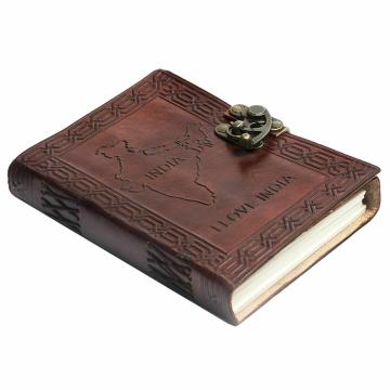 Anshika International Brown Leather Indian Map Embossedhandcrafted Diary