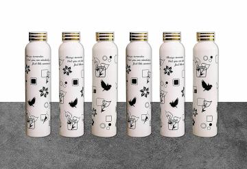 User Choise Printed New Design Water Bottle Supper Look Entik Bottle 1000 ml (Pack of 6, White, PET)