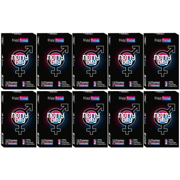 NottyBoy BiggBang 4-IN-1 Condoms - Climax Delay, Ribbed, Dotted & Contoured Condoms - 100 units