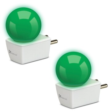 SYSKA Avastar NLP 0.5W B22 Base Plug & Play LED Bulb for Night Lamp,Hall,Blacony,Decoration (Pack of 2) (Green Color)