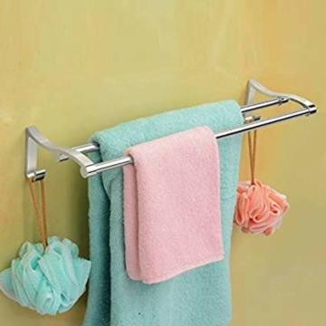 GLOXY ENTERPRISE 2 Step Chrome Finish Wall Mounted Stainless Steel Towel Rod for Bathroom, Towel Racks, Towel Bar Rail, Bathroom Hanger, Towel Stand, Bathroom Accessories and Fittings -(18 Inch)