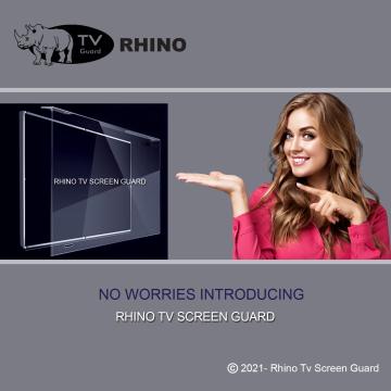 Rhino Tv Screen Guard 43 Inches 4mm Thickness Laser Cut Crystal Clear UV Light Filter-38.5inx22.5in