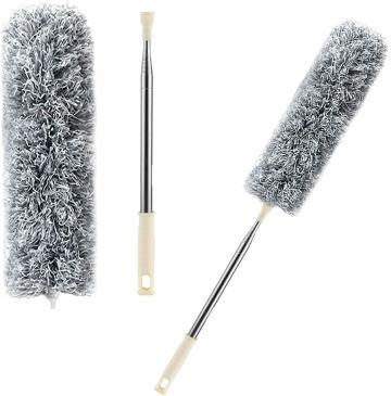 FRESTYQUE Microfiber Feather Duster Bendable & Extendable Fan cDuster with 100 inches Expandable Pole Handle Washable Duster for High Ceiling Fans,Window Blinds, Furniture