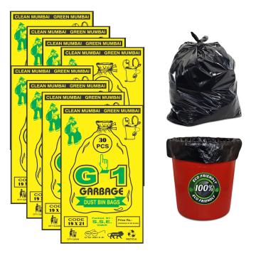 G 1 Black Garbage Bags 30 pcs 19 inch x 21 inch (Pack of 8)