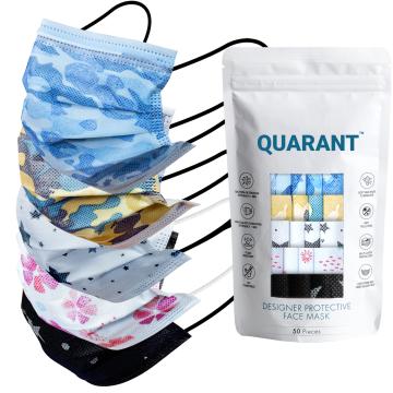 QUARANT 4 Ply Designer Protective Surgical Face Mask with Adjustable Nose Pin (Mixed Combo, Free Size, Pack of 50)