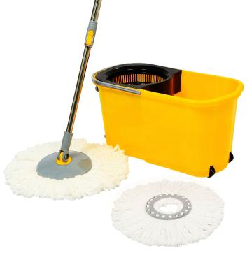 Esquire Classic Spin Mop Yellow Bucket Set with Pull Handle, Wheels and Additional Micro Fiber Refill