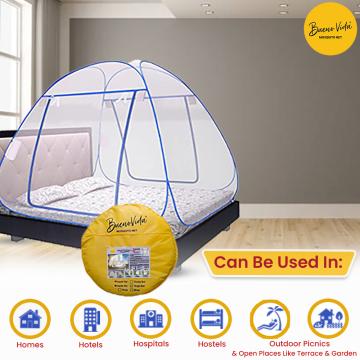 Storia Buenovida Mosquito Net for Single Bed Machardani, Folding Mosquito net for Single Bed - Blue.