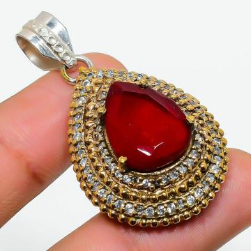SHREE HANUMAN ENTERPRISES Handcrafted Studded Fashion Jewellery Necklace Pendant red ruby Gemstone