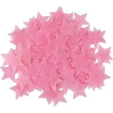 PINDIA 55 Pc Luminous Fluorescent Glowing Night Sky Wall Sticker Radium Glow Stars - Pink