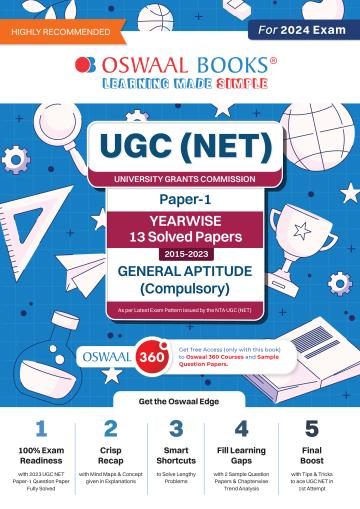 Oswaal UGC NET University Grants Commission Paper-1 Yearwise 13 Solved Papers 2015-2023 General Aptitude (Compulsory) (For 2024 Exam)_Oswaal books