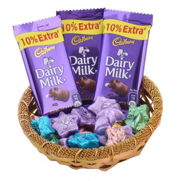 SurpriseForU Dairy Milk Chocolate & Star Shaped Chocolate Hamper | Chocolate Gift | Chocolate Basket Hamper | 338