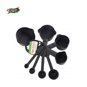 ZooY Black Plastic Measuring Spoon & Cup Set 8 pcs