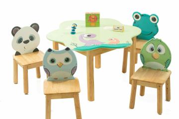 Modern Kraftz Light Blue Flower Shaped Table And 4 Chairs For Kids