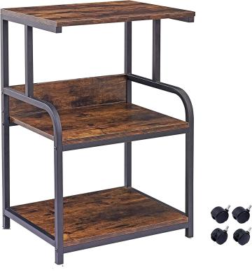TEKAVO Printer Stand 3 Tier Microwave Trolley with Storage Shelf Rolling Table for Office, Home