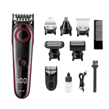 Waldon By Dr. Odin WGK - 2003 5 in 1 Multi Grooming Kit, Face, Head and Body Trimmer, LED Display, 19 Length Setting, 90 Minutes Run Time with Fast Charging (Black)