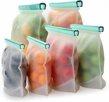 ZURU BUNCH Silicone Vegetable Food Storage Bag Silicone Storage Pouch, Reusable Food Storage Pouch 1 L (Pack of 5)