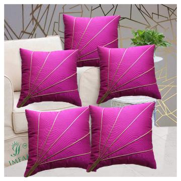 Elegance Purple Square Linear Polyester Cushion Cover 40 cm x 40 cm (Set of 5)