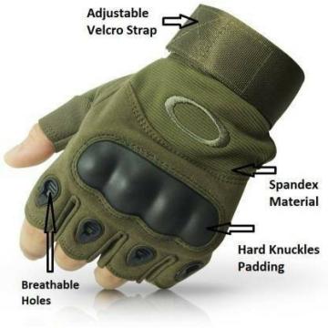 Aj Green Microfiber Half Finger Tactical Gloves Military Army Gym Free Size (Pack of 2)