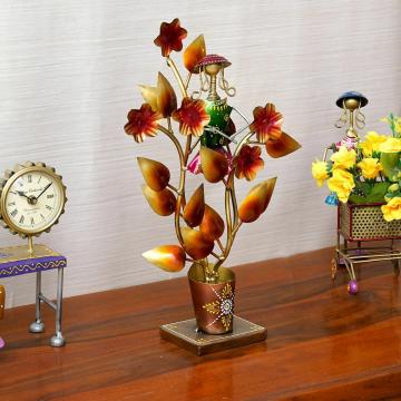 Craft Tree Golden Metal Flower Pot Showpiece