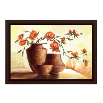 Masstone Multicolour Modern Art UV textured Digital Reprint Flower Pot Painting 20 inch x 14 inch