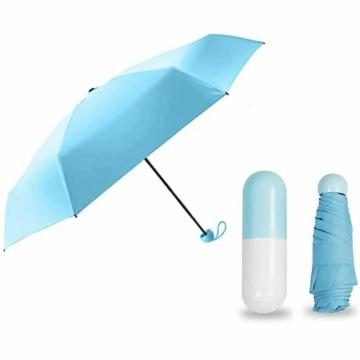 MAPPERZ Ultra Lights Mini Folding Umbrella with Compact Capsule Case - (Blue)