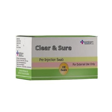 Clear & Sure 100 Sterile Antiseptic Cleaning Swabs, Antiseptic Prep Pads for Skin care and Wipe pads - 100 Count